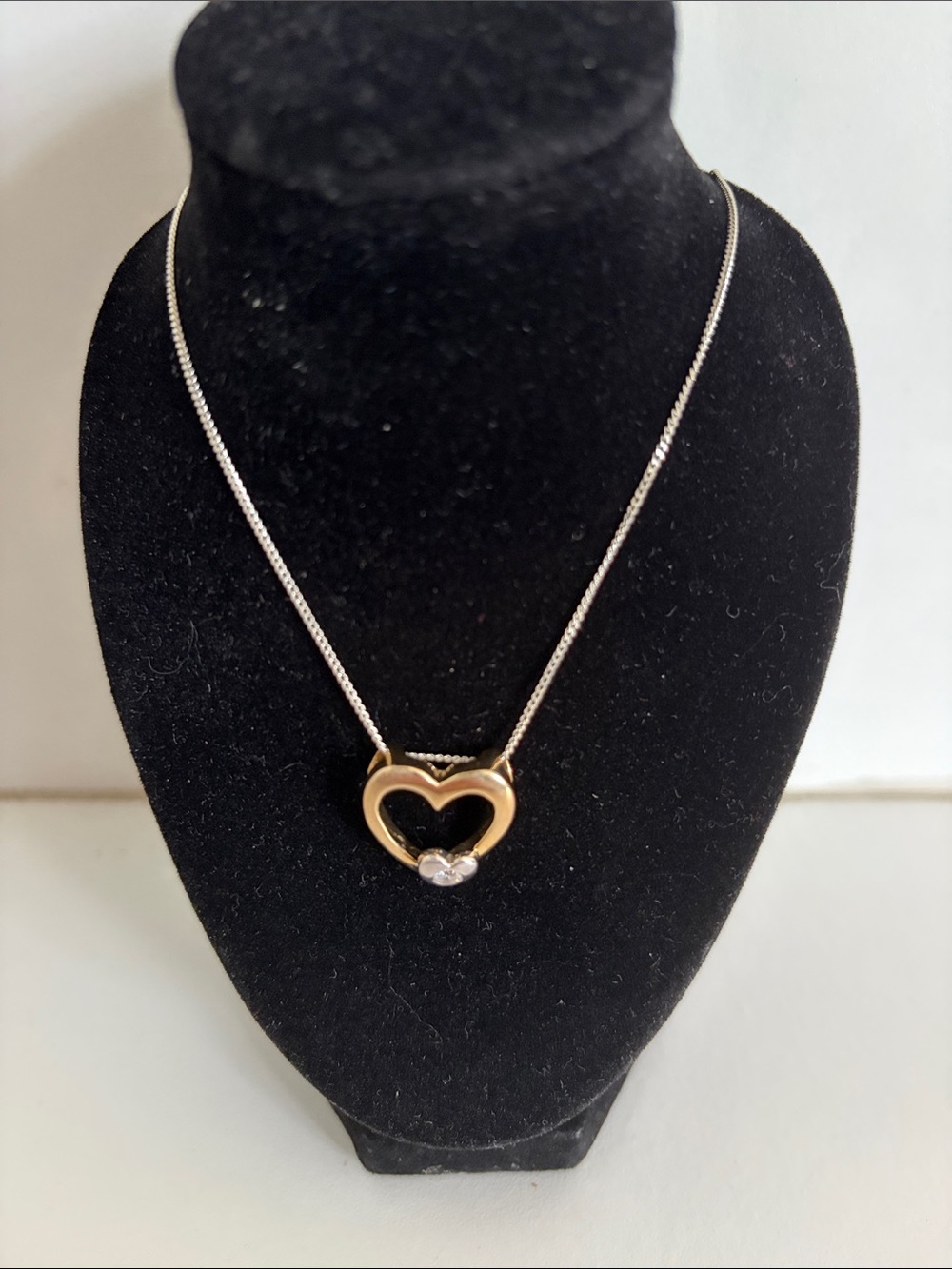 Sterling silver Gold Heart Pendant Necklace